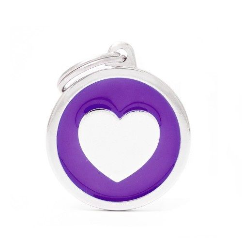 Tag big Purple Circle Heart Silver