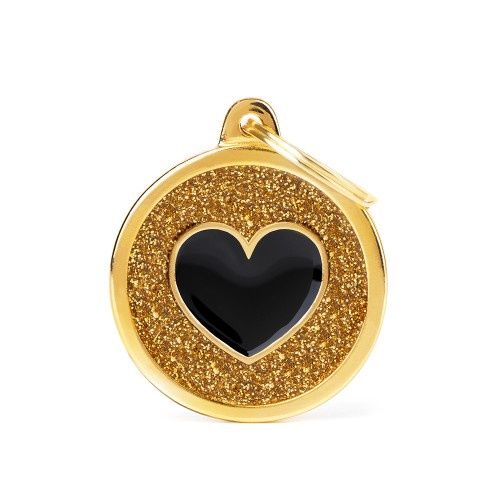 Tag Gold Big Glitter Circle Black