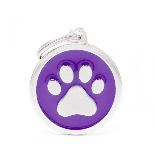 Tag Purple Circle Paw Silver