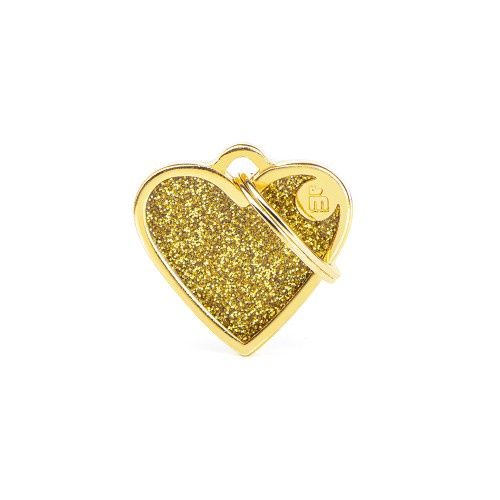 Tag Shine Small Heart Glitter Gold