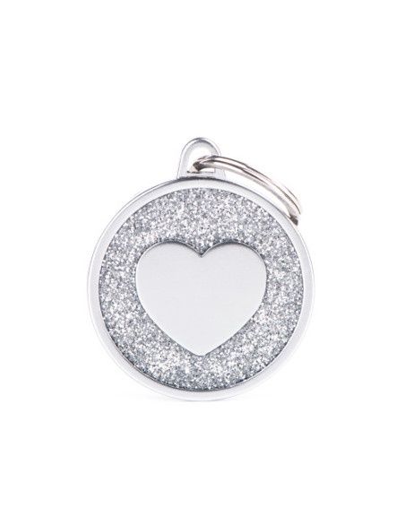 Tag Small Heart Glitter Silver