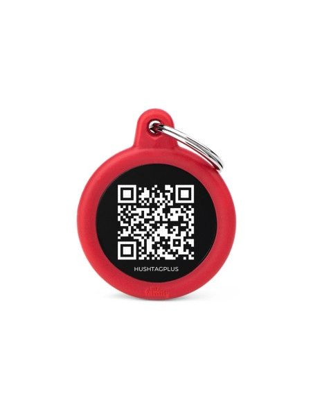 Tag Hushtag QR Code Black Circle Aluminum Red Rubber