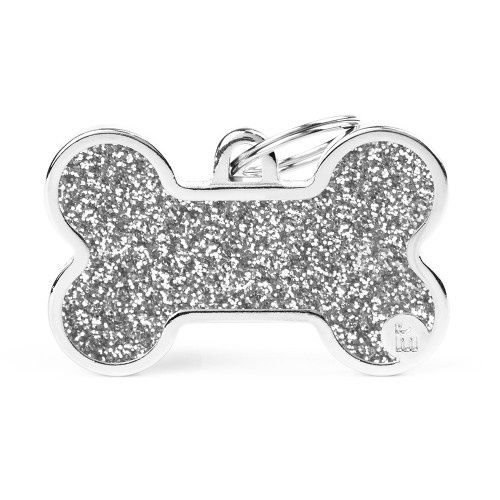 Tag Big Grey Bone Glitter Silver