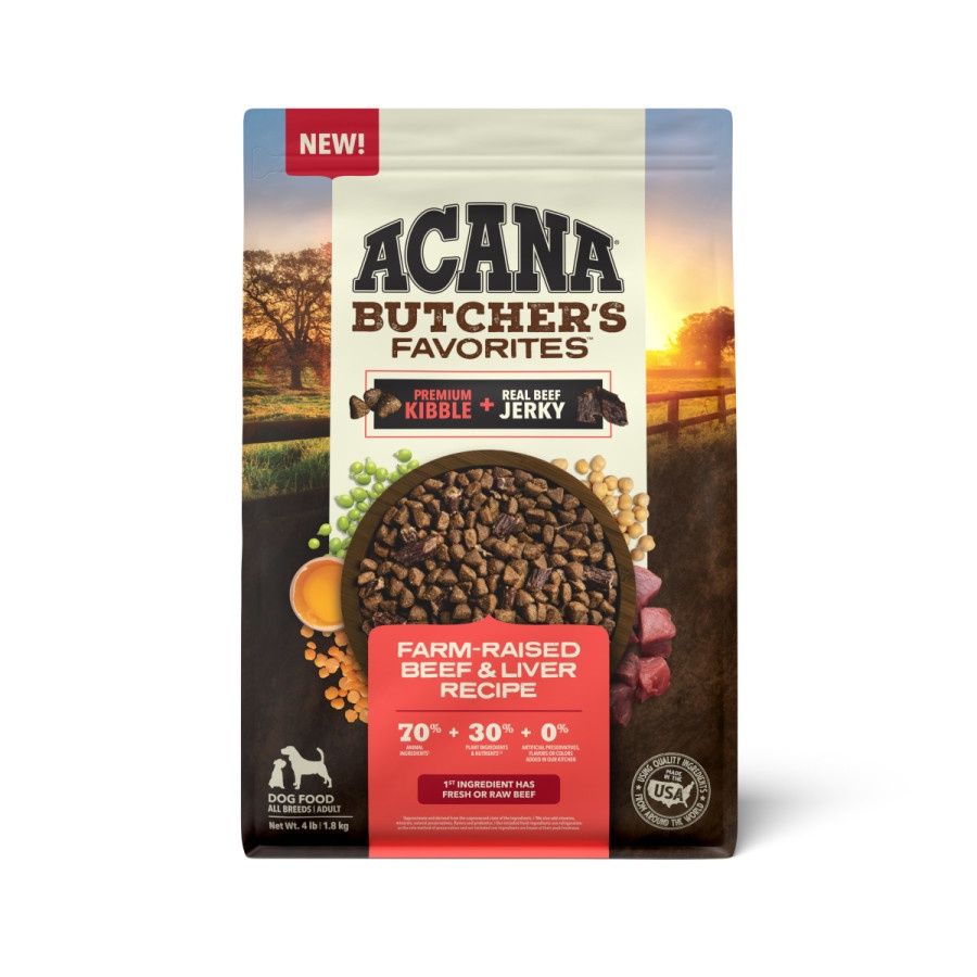 Acana Butcher&#39;s Fav. Prem. Kibble + Real Beef Jerky