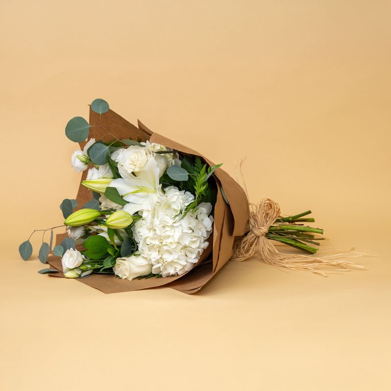 White Coral: Paper Wrapped Hand Tied (White)