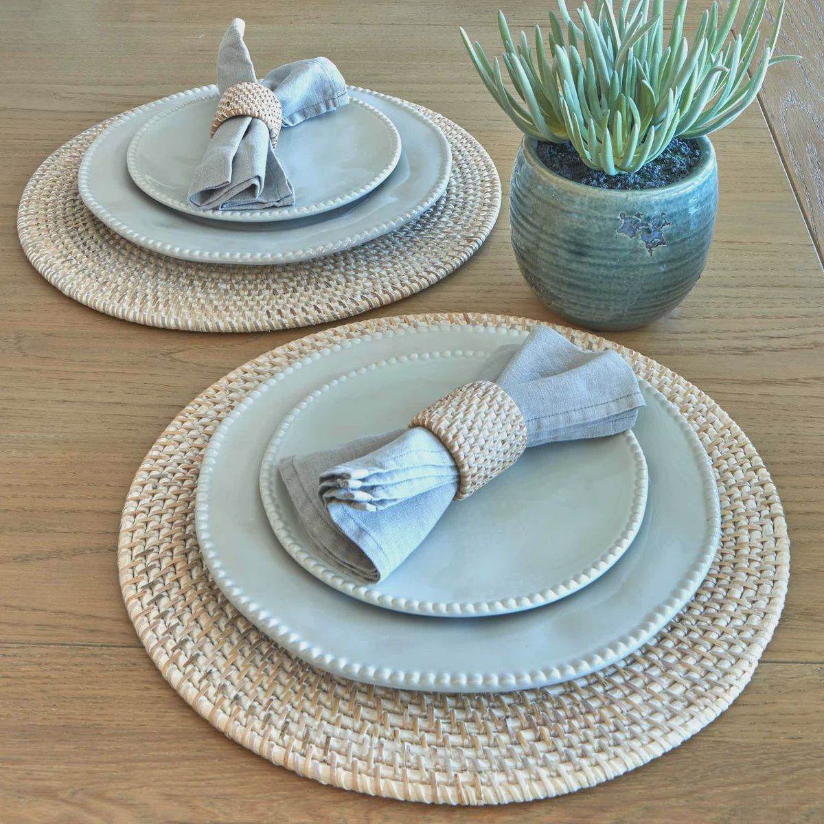 Whitewash Rattan Placemats