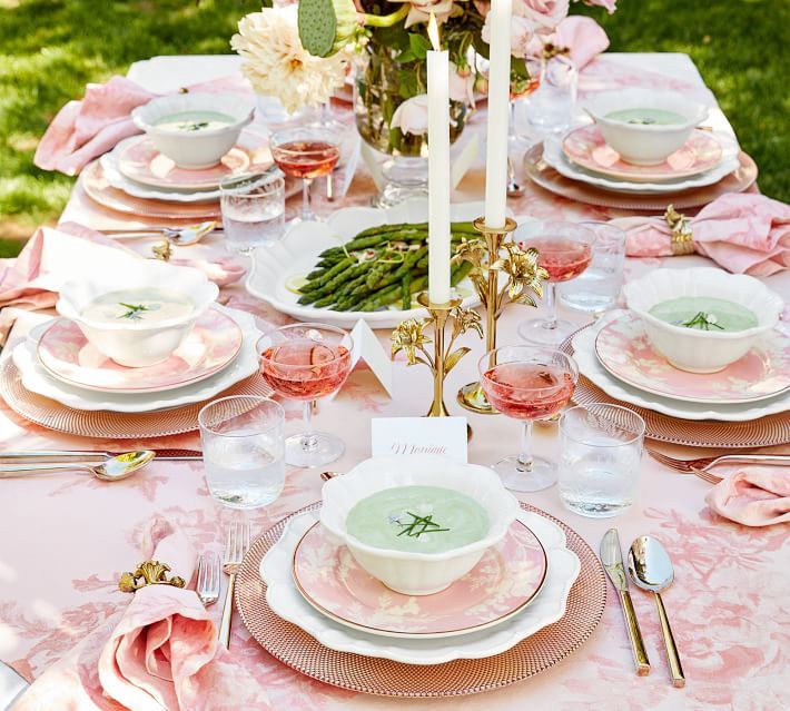 Classic Pink and White Dinnerware Set