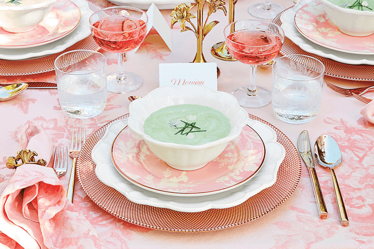 Pink Rimmed Glass Charger Plate