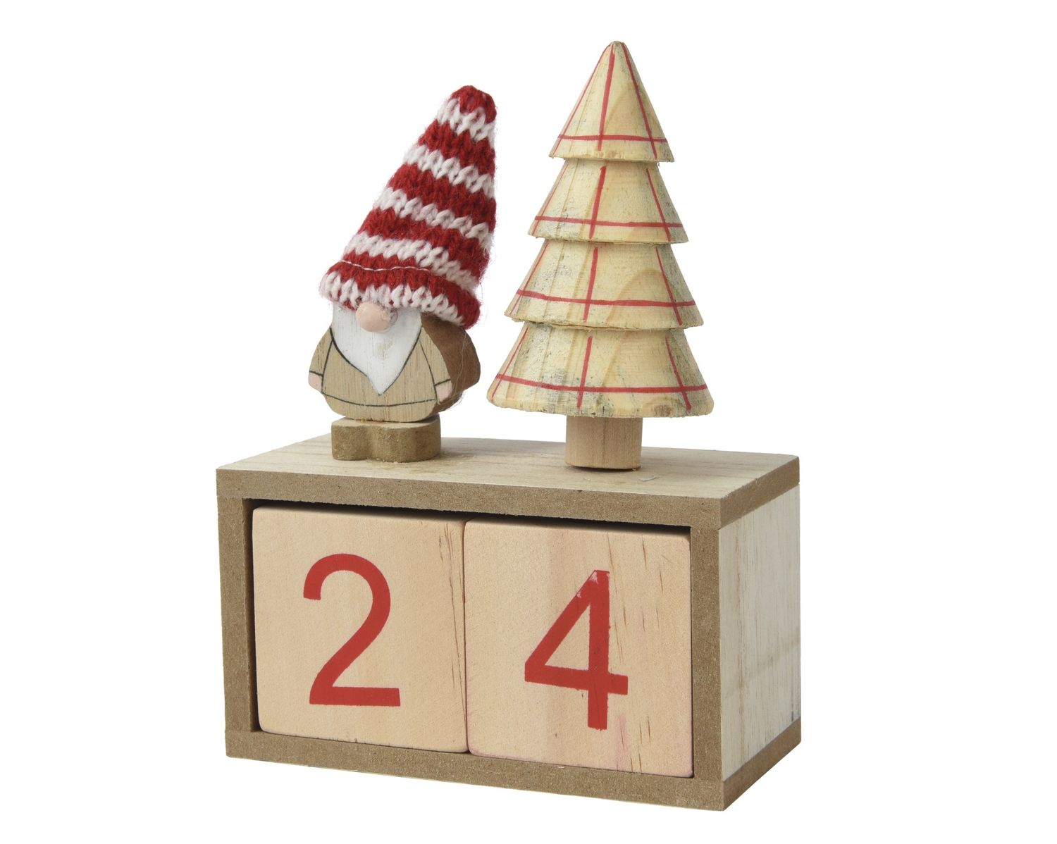 WOOD BLOCK CMAS CALENDER WITH GNOME & TREE WOOD BLOCK CMAS CALENDER WITH GNOME & TREE