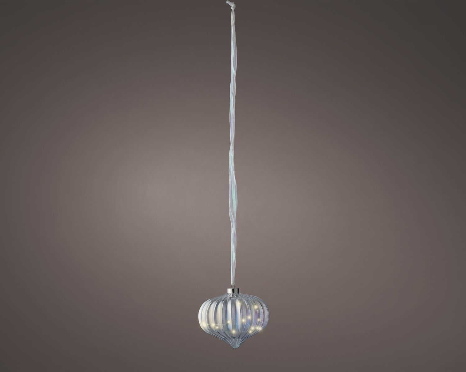 SILVER ONION SHAPED BAUBLE LED HANGING SILVER ONION SHAPED BAUBLE LED HANGING