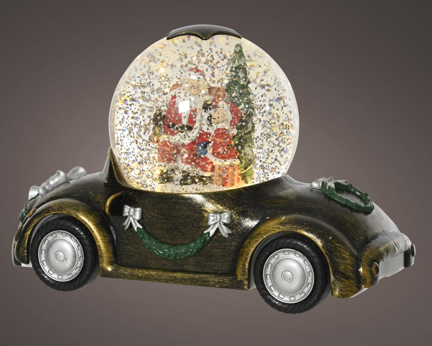 CAR W/WATER GLOBE LED SANTA & MRS CLAUS CAR W/WATER GLOBE LED SANTA & MRS CLAUS