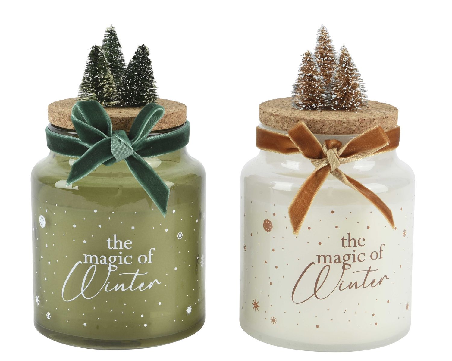 WHITE GLASS CANDLE WITH TREE TOP LG WHITE GLASS CANDLE WITH TREE TOP LG