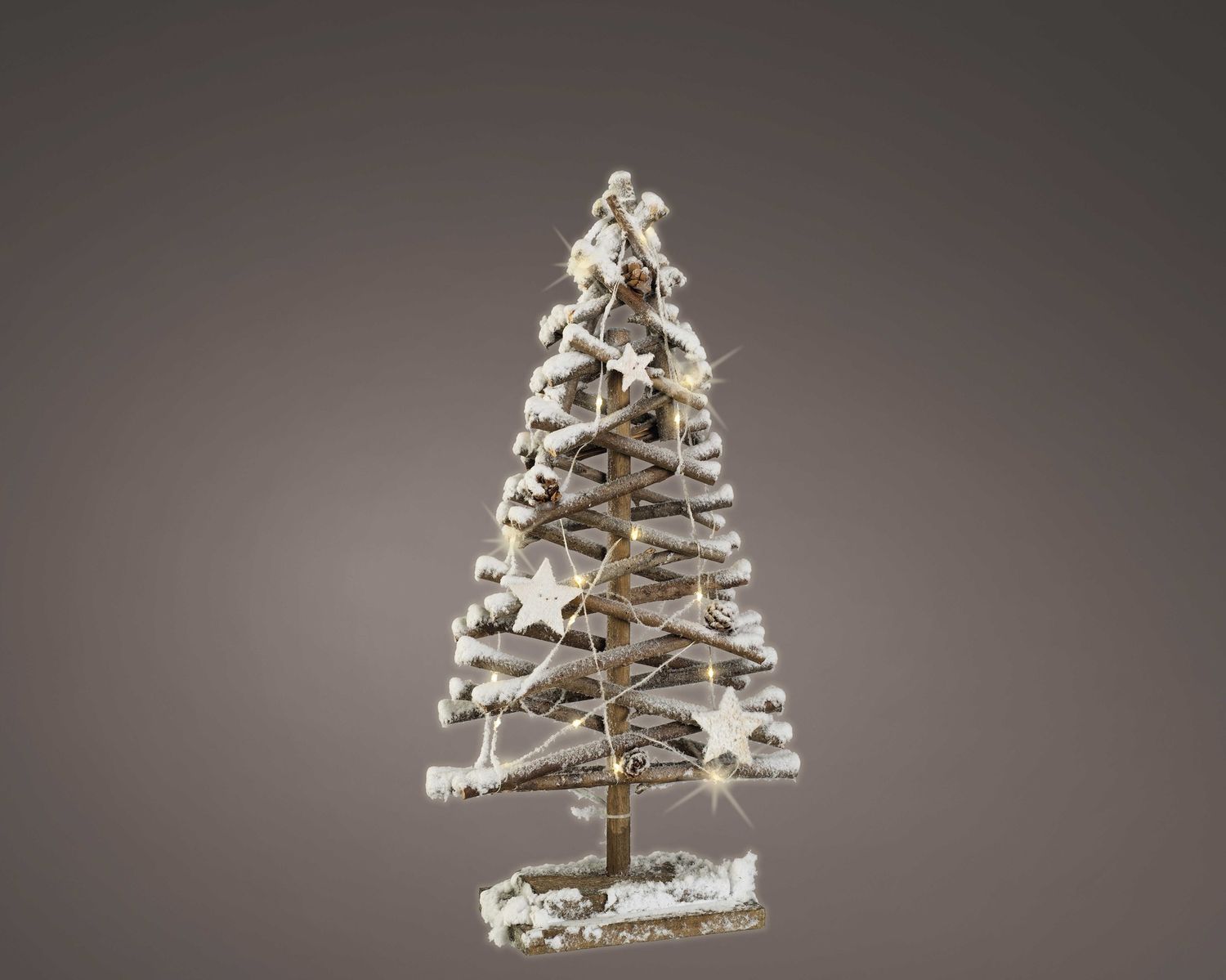 WOOD TREE FROSTED W/LED LIGHTS SML WOOD TREE FROSTED W/LED LIGHTS SML