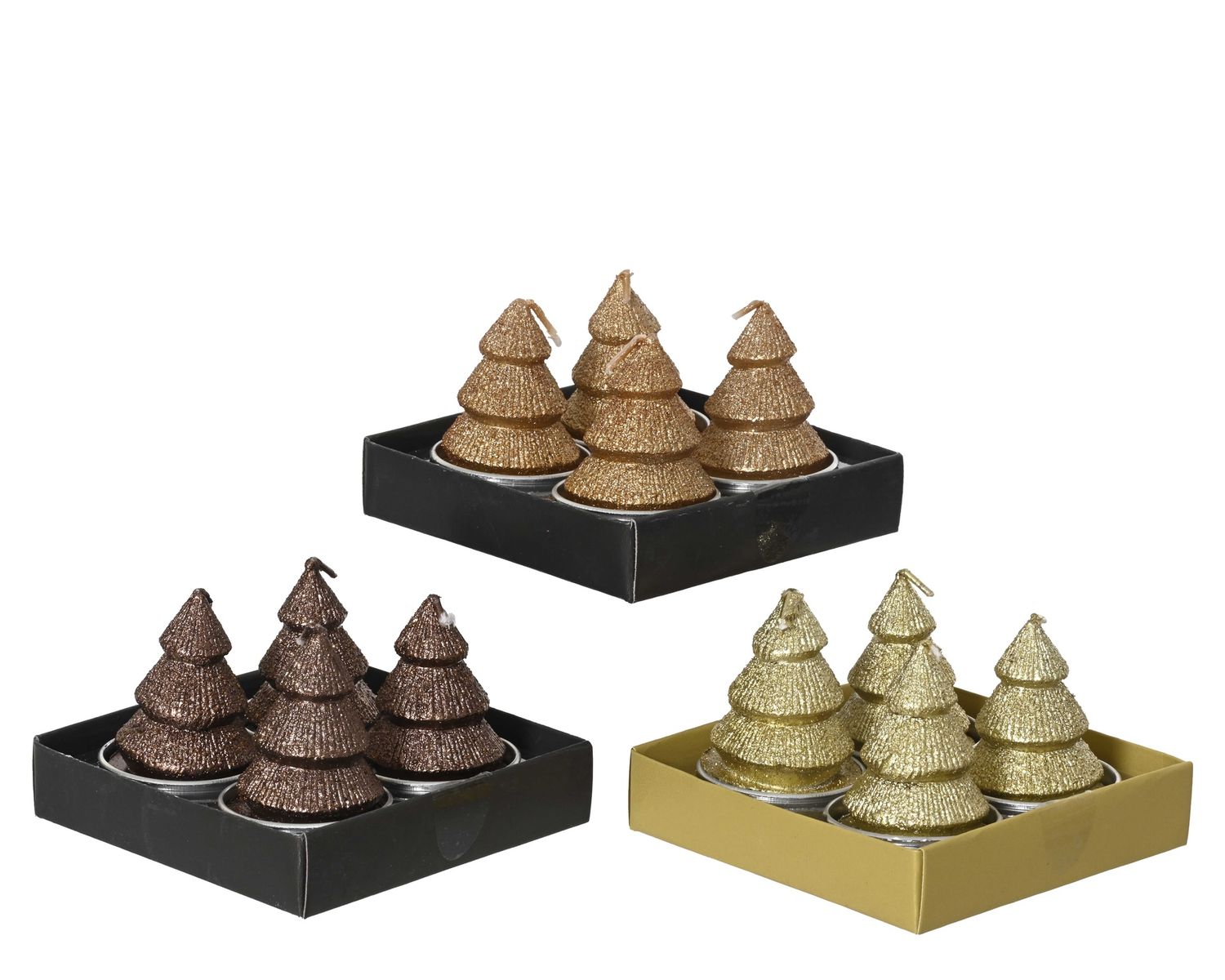 BROWN GLITTER TREE TEALIGHT BROWN GLITTER TREE TEALIGHT