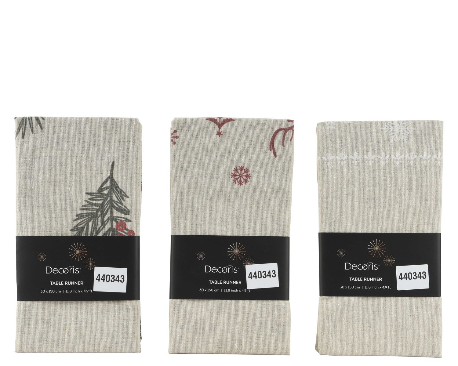 SNOWFLAKE PRINT TAN TABLE RUNNER