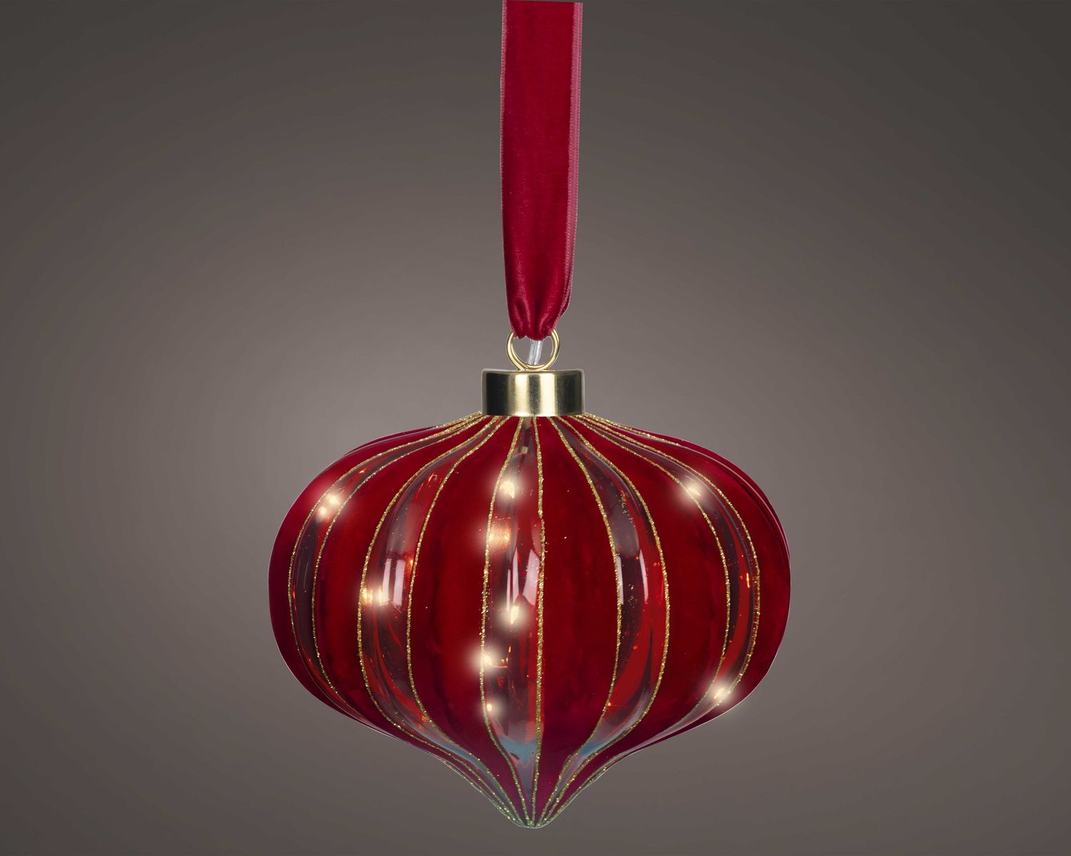 RED ONION SHAPED BAUBLE LED HANGING RED ONION SHAPED BAUBLE LED HANGING