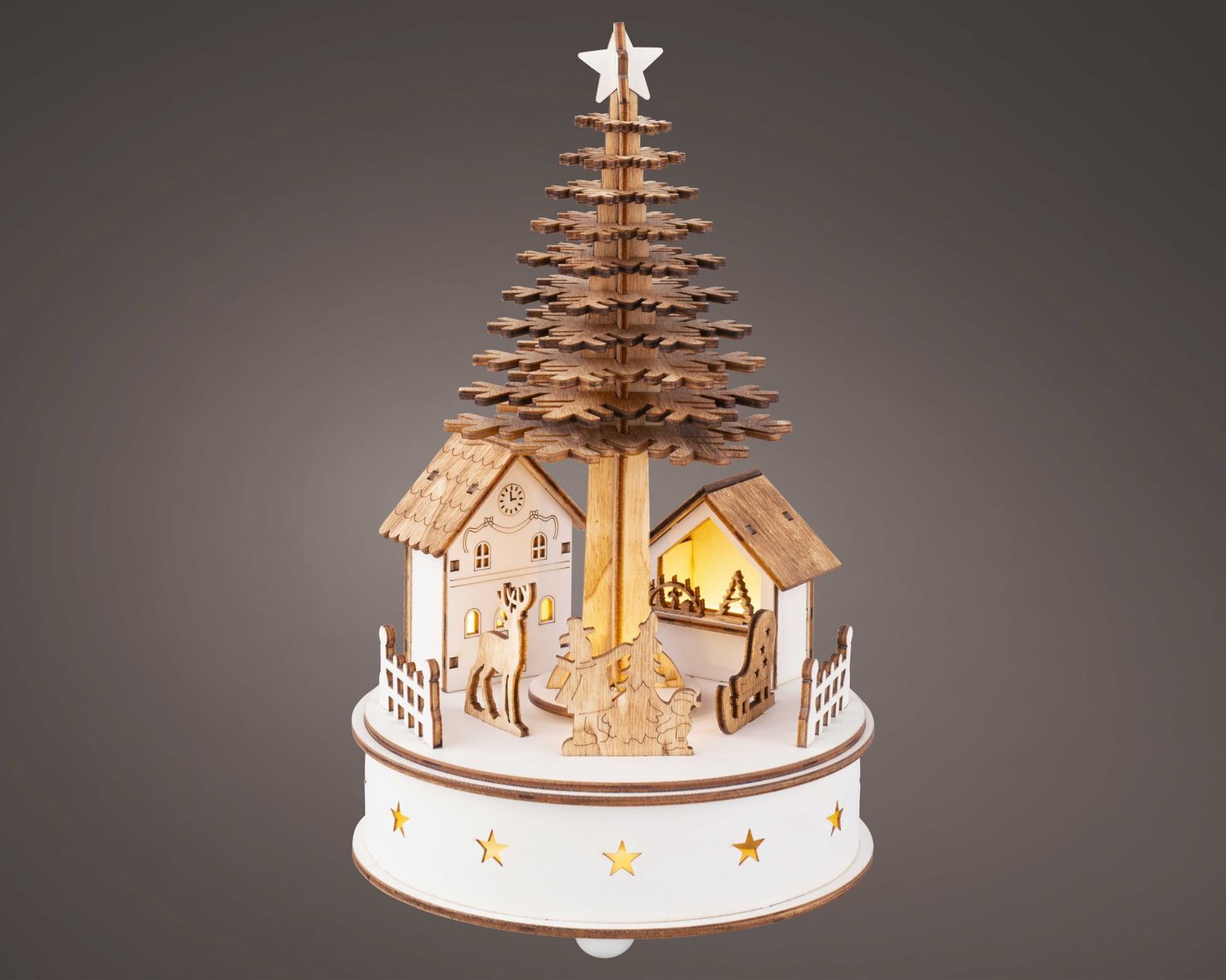 WINTER VILLAGE  WOOD MUSIC BOX W/LED, MOTION AND MUSIC WINTER VILLAGE  WOOD MUSIC BOX W/LED, MOTION AND MUSIC