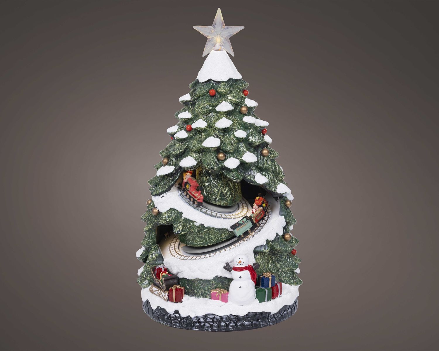 CMAS TREE WITH TRAIN DÉCOR W/ LED AND MOTION CMAS TREE WITH TRAIN DÉCOR W/ LED AND MOTION