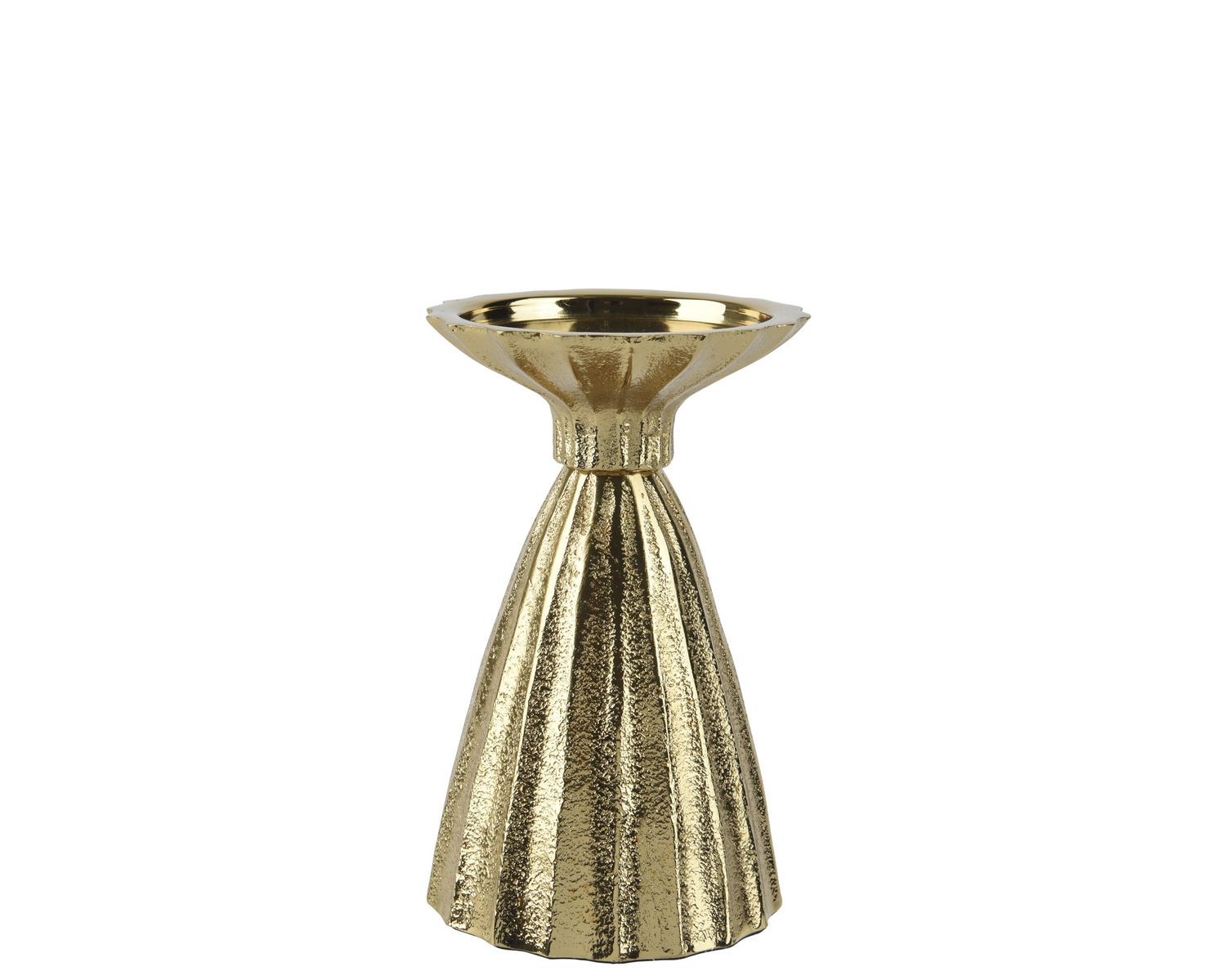 GOLD ALUMINIUM TAPER CANDLE HOLDER GOLD ALUMINIUM TAPER CANDLE HOLDER