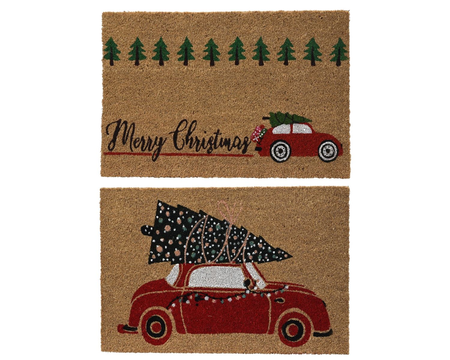 CAR CARRYING LIT TREE COIR DOORMAT CAR CARRYING LIT TREE COIR DOORMAT