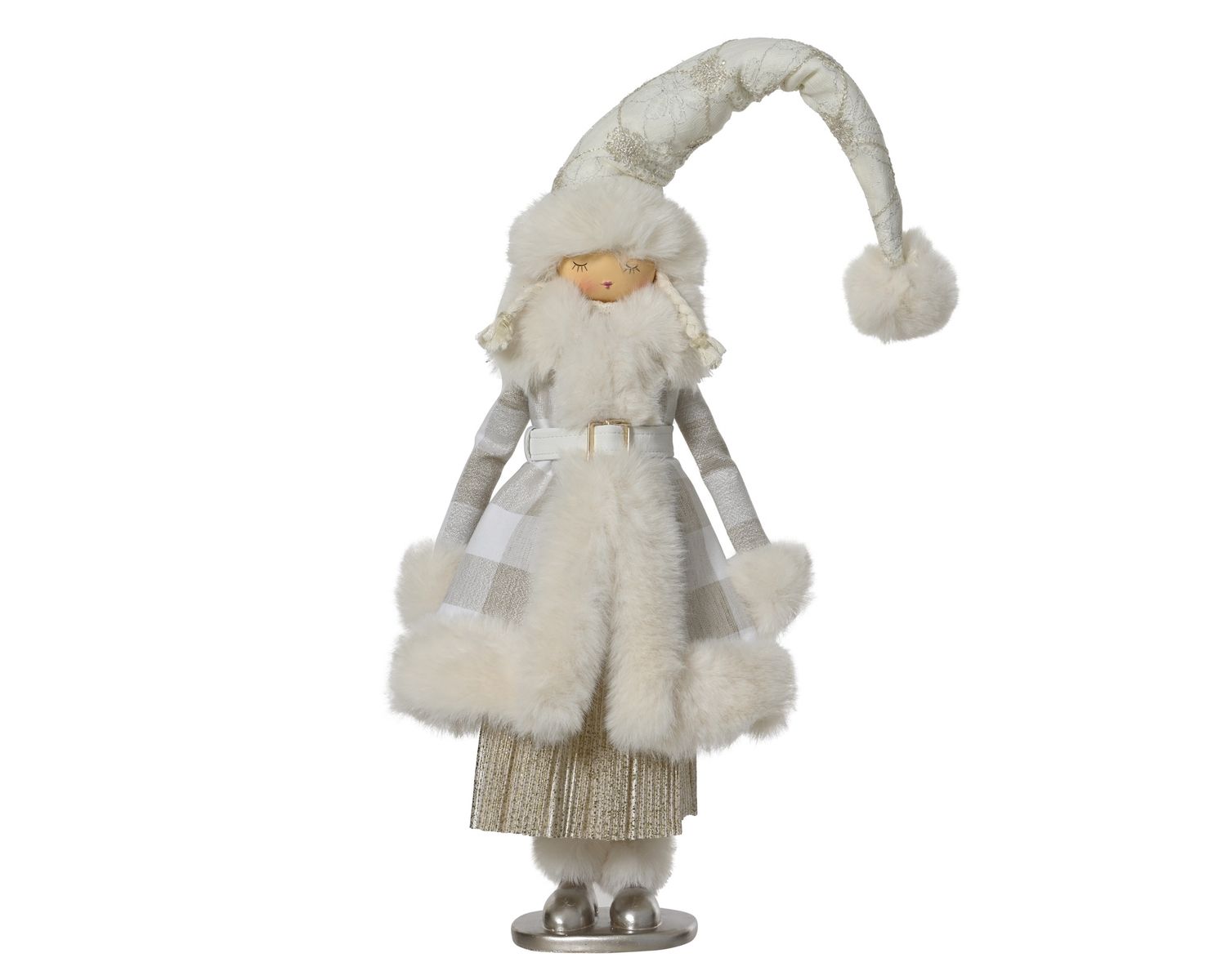 STANDING GIRL LONG HAT GOLD & CREAM STANDING GIRL LONG HAT GOLD & CREAM