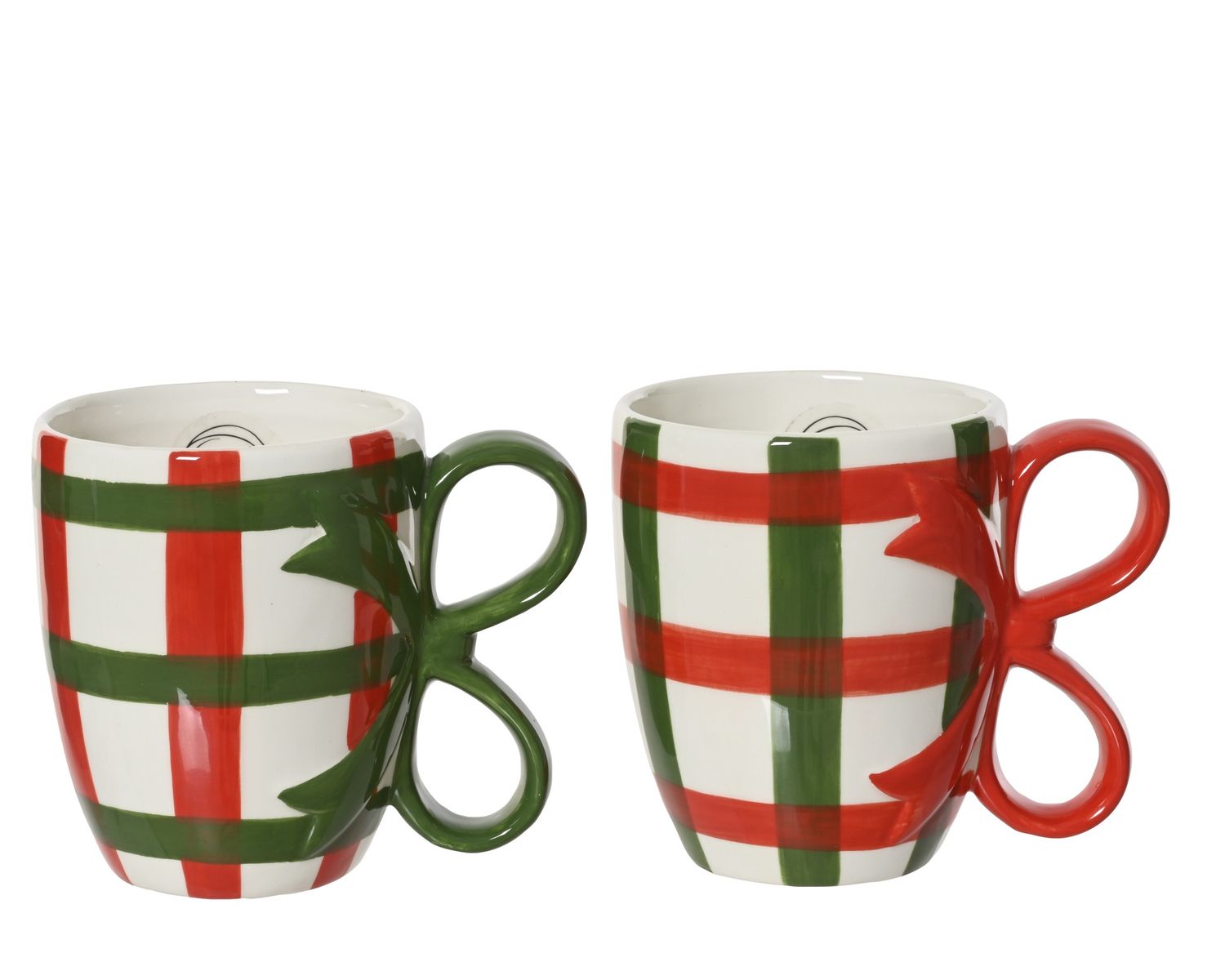 CERAMIC MUG W/ RED BOW HANDLE CERAMIC MUG W/ RED BOW HANDLE