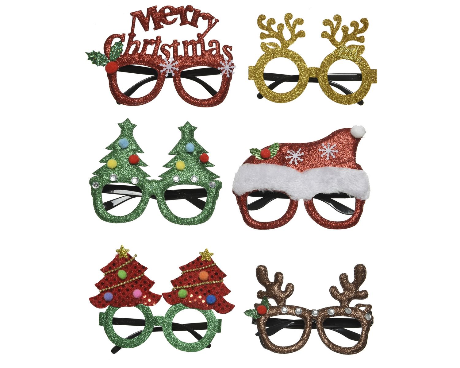 SANTA HAT FAUX FIR TRIM RED GLITTER GLASES SANTA HAT FAUX FIR TRIM RED GLITTER GLASES