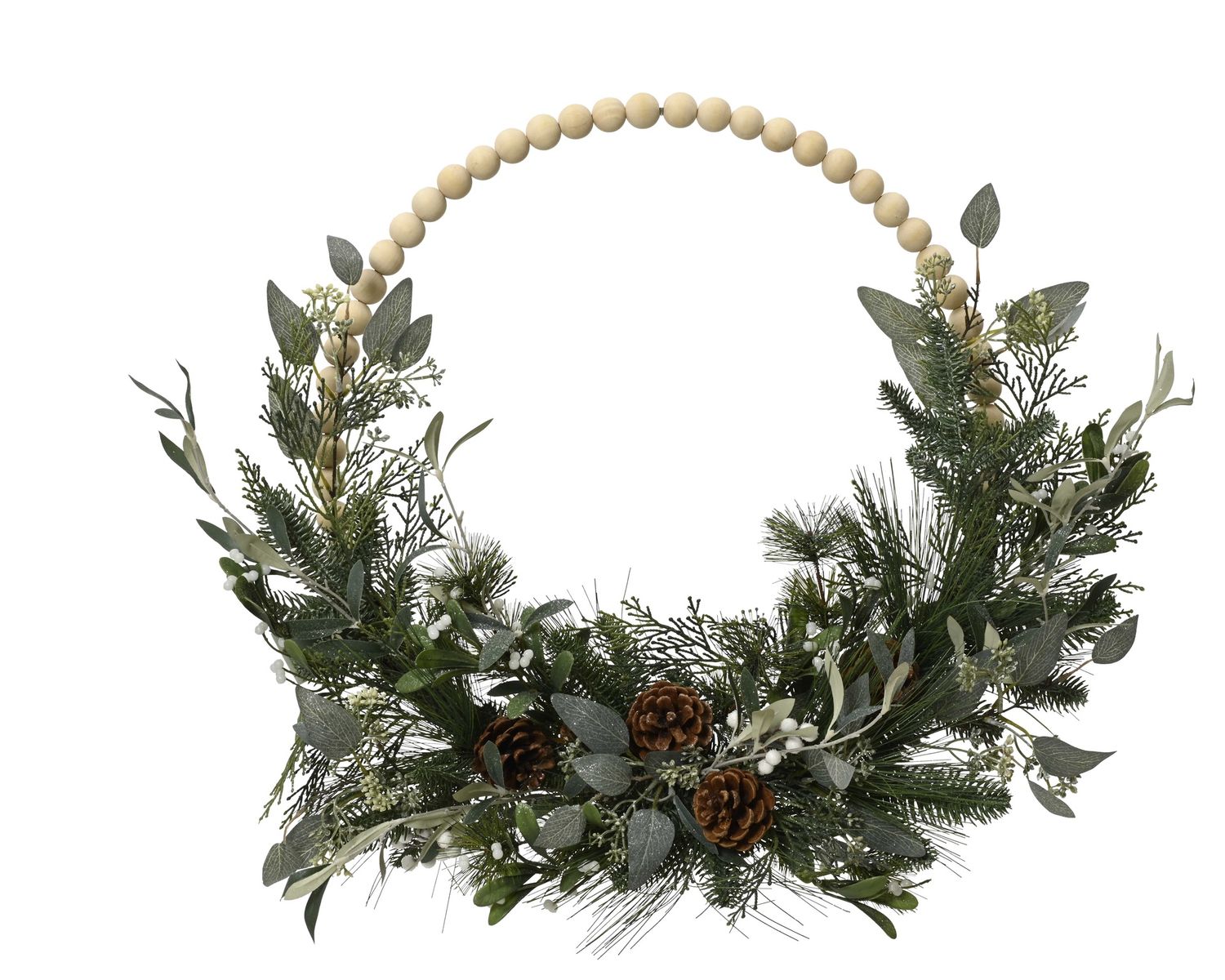 FAUX WREATH W/ EUCALYPTUS & PINE CONES FAUX WREATH W/ EUCALYPTUS & PINE CONES