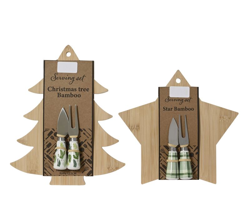 MINI CHEESE BOARD - STAR - W/ CHEESE KNIFE & FORK MINI CHEESE BOARD - STAR - W/ CHEESE KNIFE & FORK
