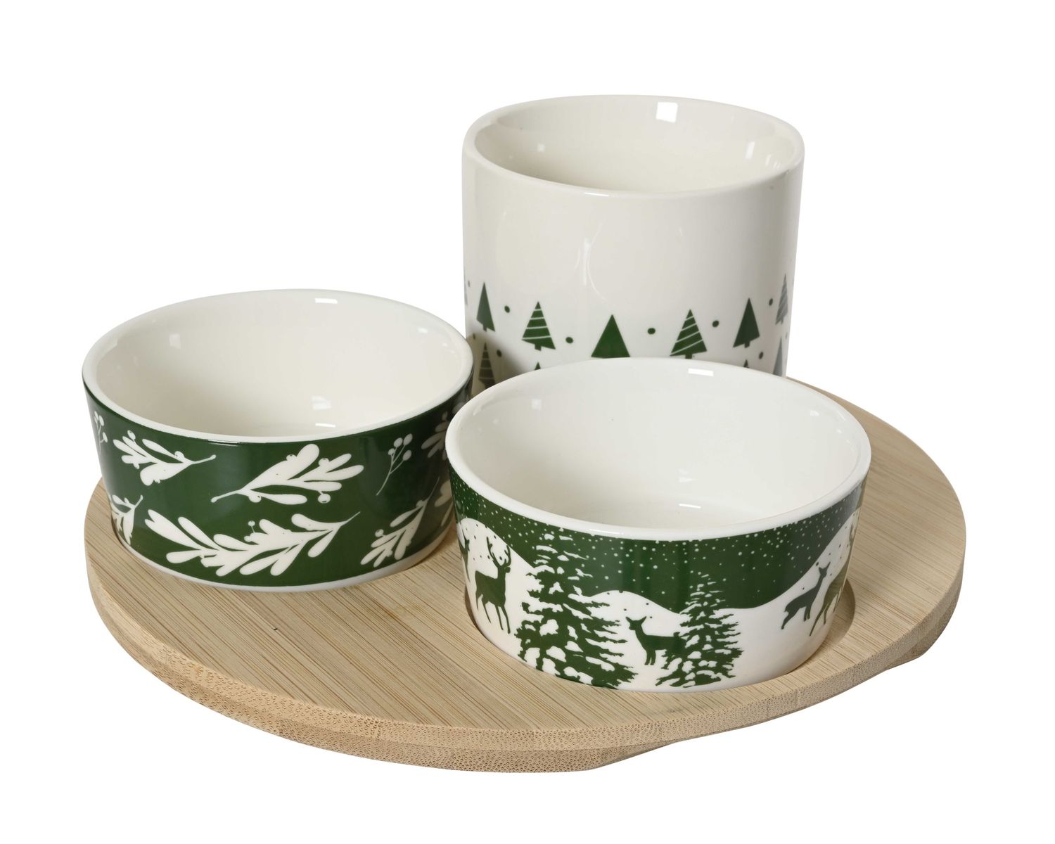 TAPAS SET - ACACIA WOOD - CERMAIC BOWLS CMAS PRINT TAPAS SET - ACACIA WOOD - CERMAIC BOWLS CMAS PRINT