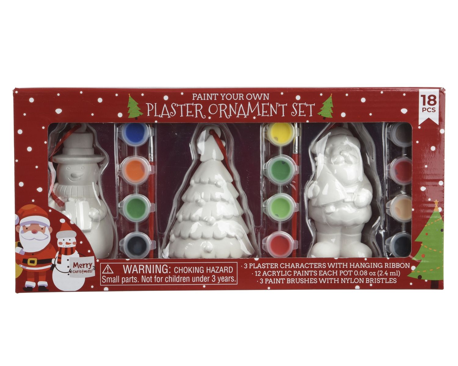 PAINT YOUR OWN ORNAMENT TRIO - SANTA, SNOWMAN, TREE PAINT YOUR OWN ORNAMENT TRIO - SANTA, SNOWMAN, TREE
