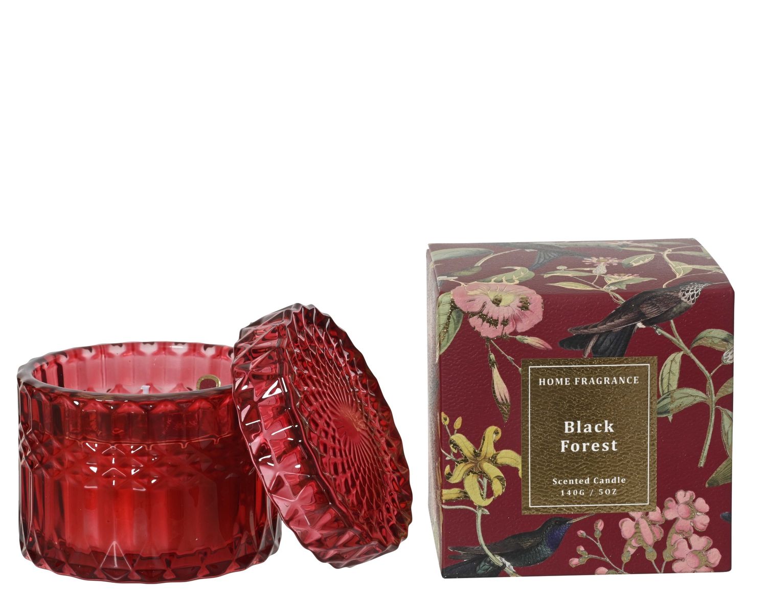 BLACK FOREST SCENTED CANDLE RED GLASS BLACK FOREST SCENTED CANDLE RED GLASS