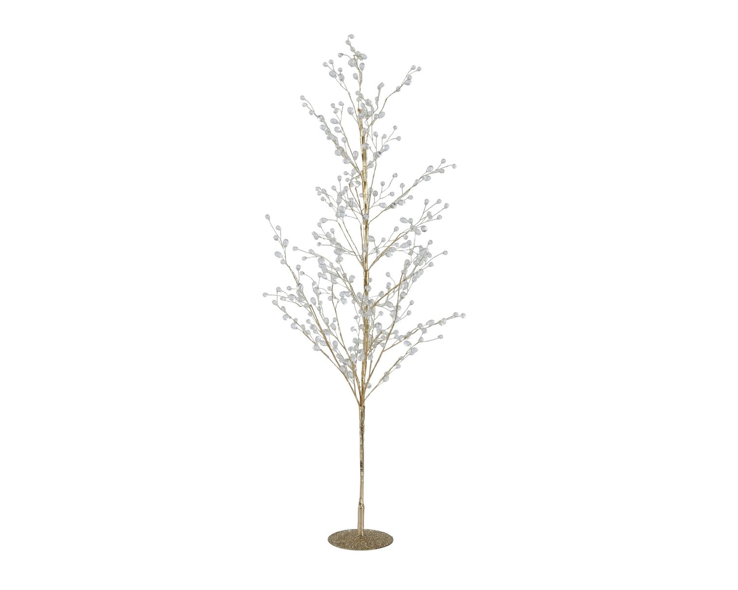 WHITE BEAD ACCENTS ON GOLD TREE TALL WHITE BEAD ACCENTS ON GOLD TREE TALL