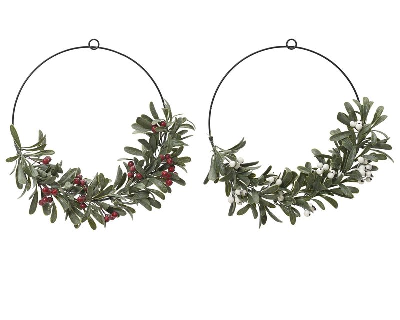 RED HOLLY BERRY CRESCENT FAUX WREATH RED HOLLY BERRY CRESCENT FAUX WREATH