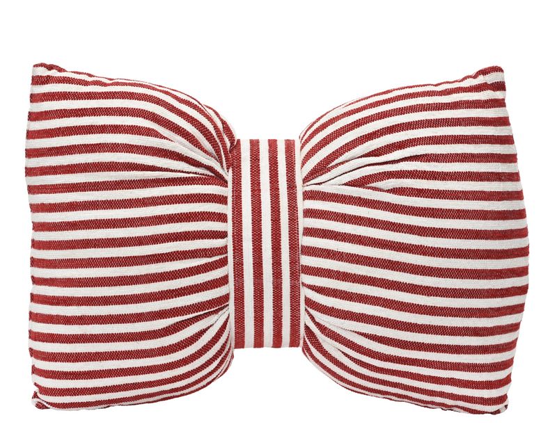RED & WHITE STRIPE BOW THROW PILLOW RED & WHITE STRIPE BOW THROW PILLOW