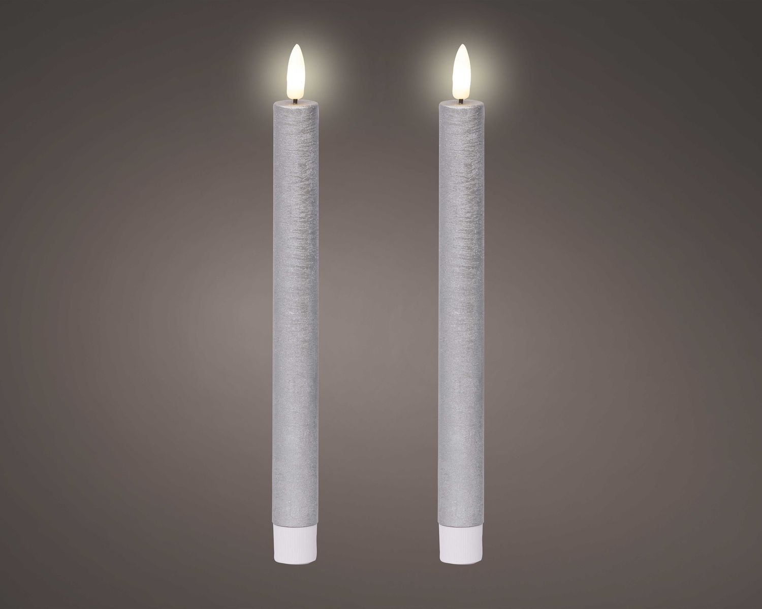 SILVER LED TAPER CANDLE DUO SILVER LED TAPER CANDLE DUO