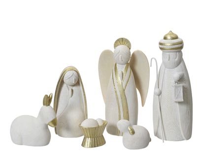 NATIVITY SET FIGURINES WITH GOLD ACCENTS – 6 PCS