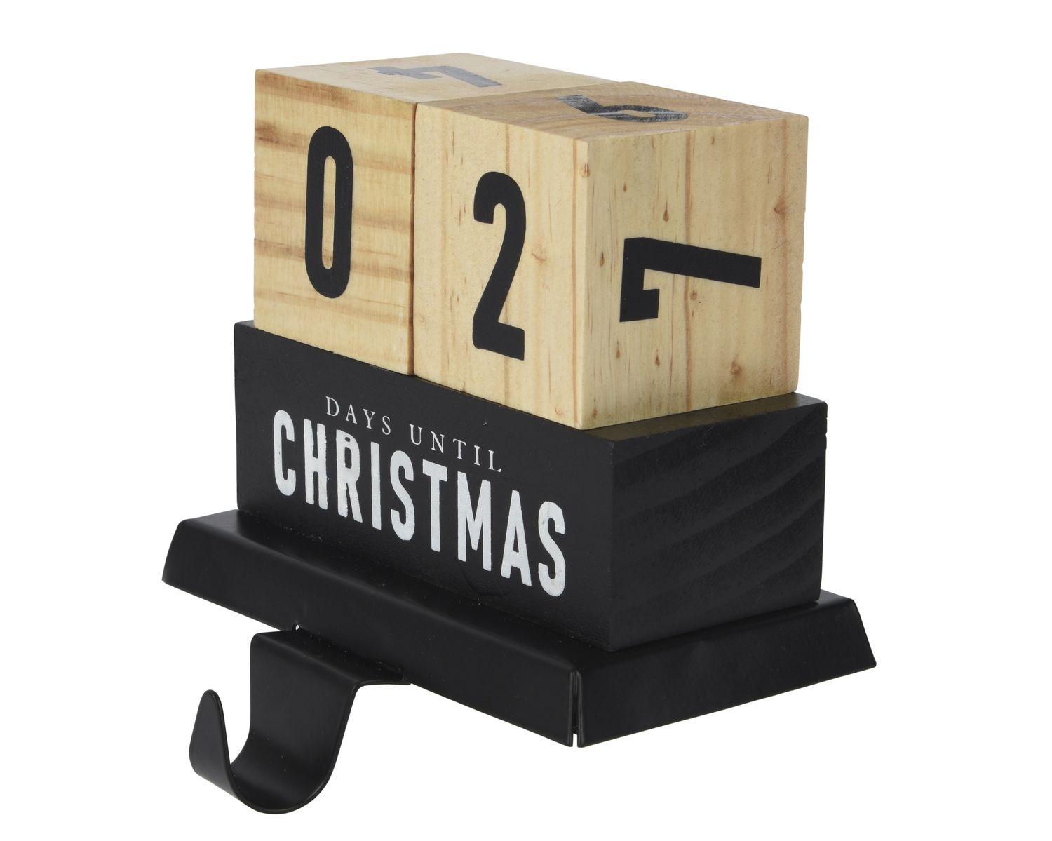 WOODEN CHRISTMAS COUNTDOWN STOCKING HOOK – IRON BASE