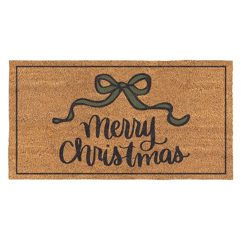 COIR DOORMAT 30X 16  MERRY CHRISTMAS - GREEN BOW