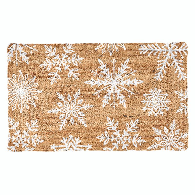 JUTE DOORMAT 34X20 SNOWFLAKES