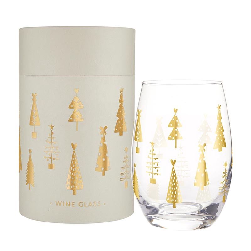 STEMLESS WINE GLASS GOLD TREES