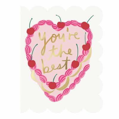 YOU'RE THE BEST HEART CAKE - SCALLOPED EDGES - CARD