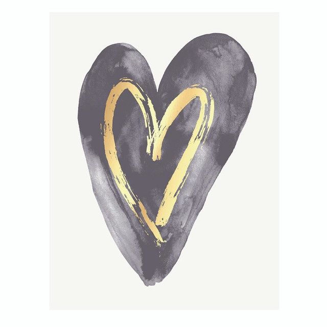 BLACK HEART - GOLD HEART - CARD