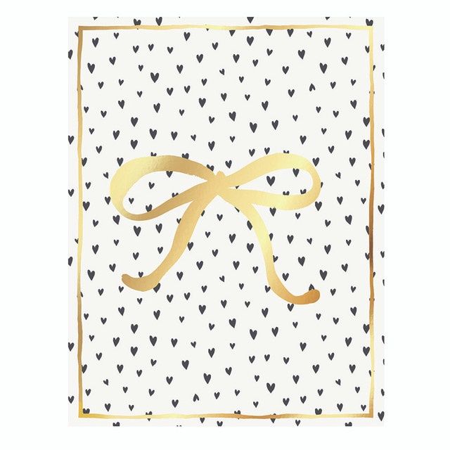 SPECKLED HEARTS W/GOLD BOW - CARD