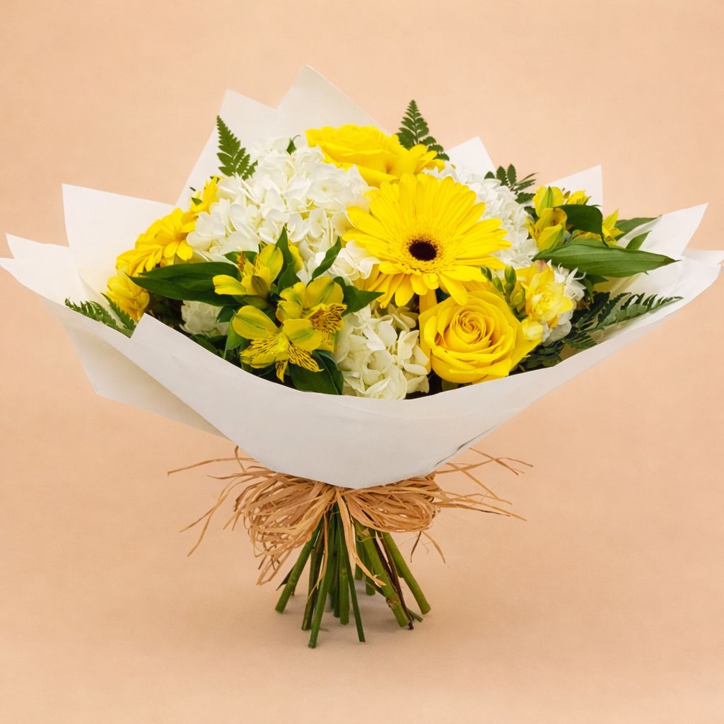 Golden Hibiscus: Paper Wrapped Hand Tied (Yellow)