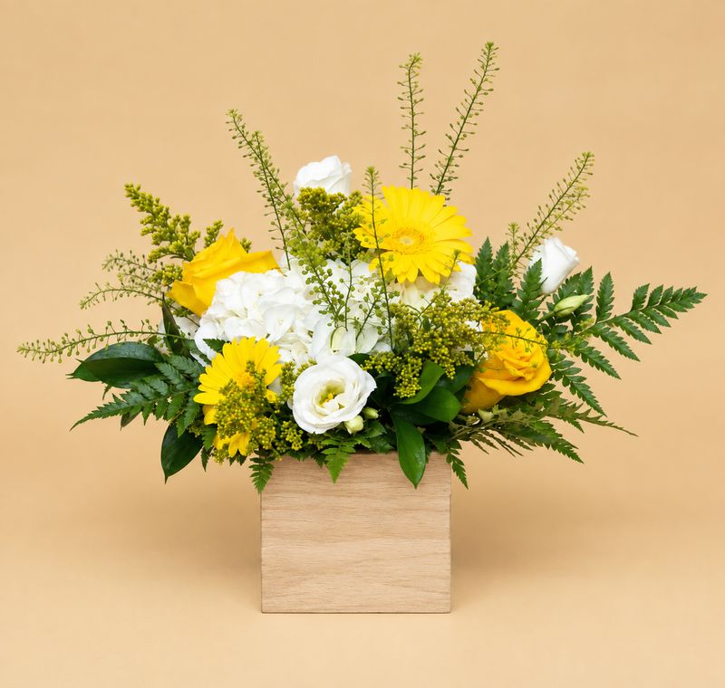 Bright Yellow Florals Square Vase