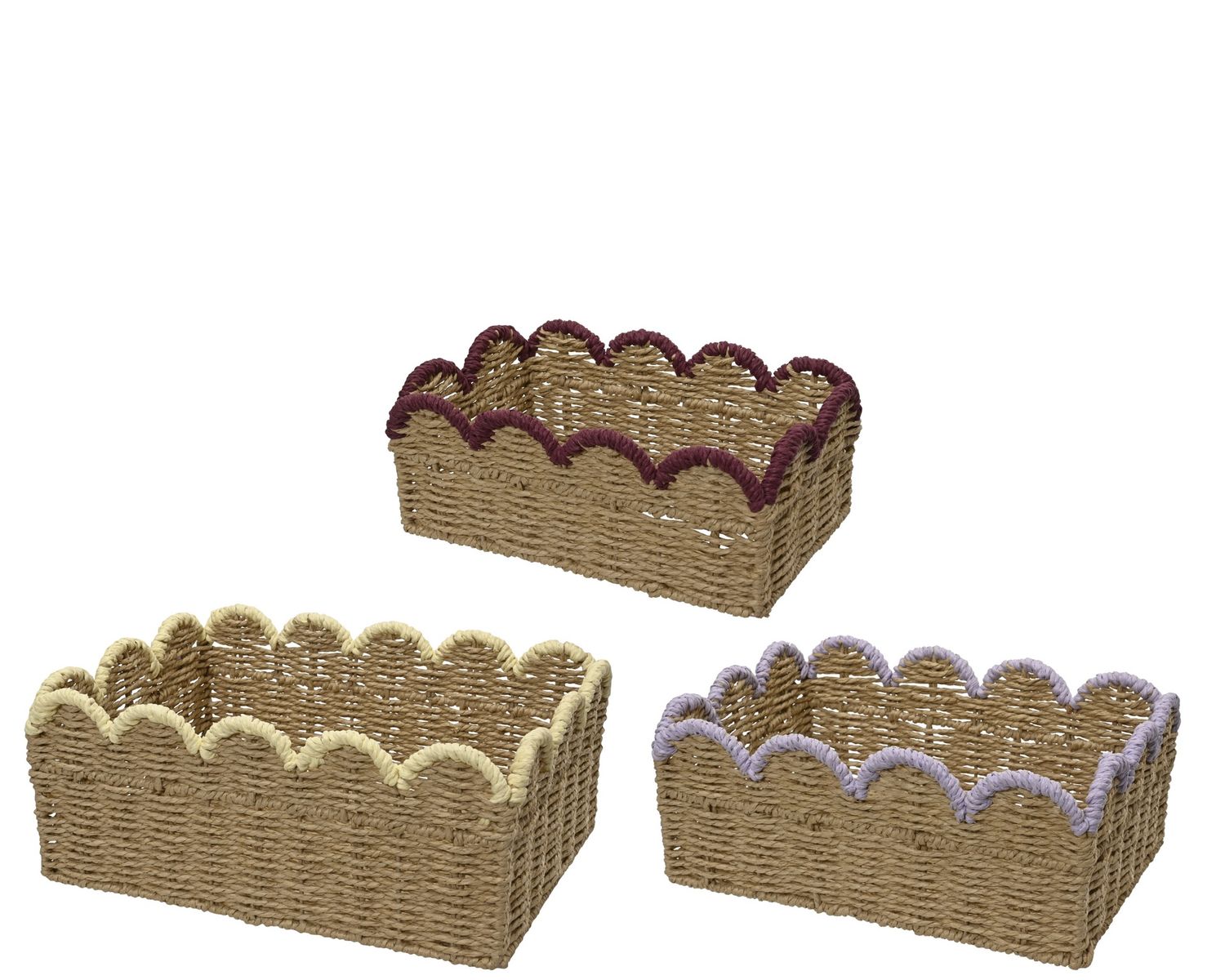 PAPER ROPE STORAGE BASKET – SCALLOPED EDGE (PASTEL TRIM)