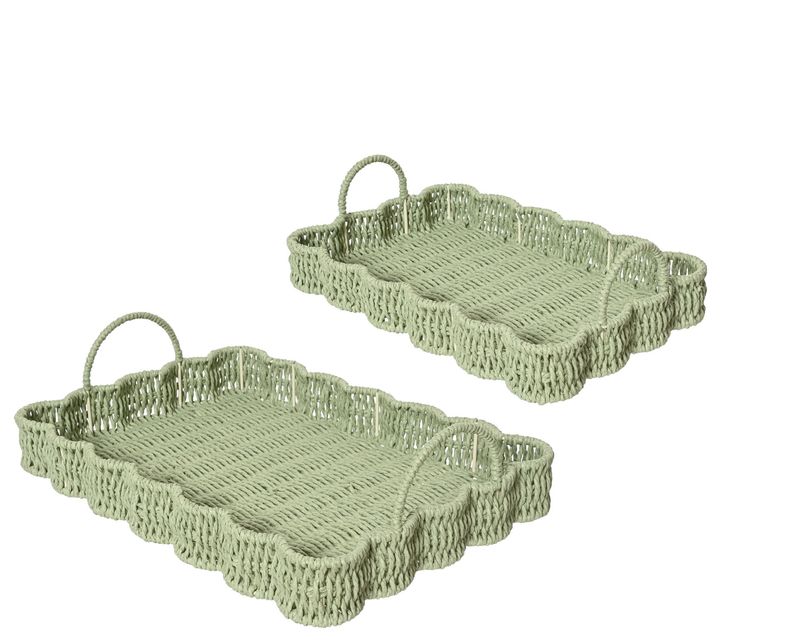 PAPER ROPE SERVING TRAY-GREEN