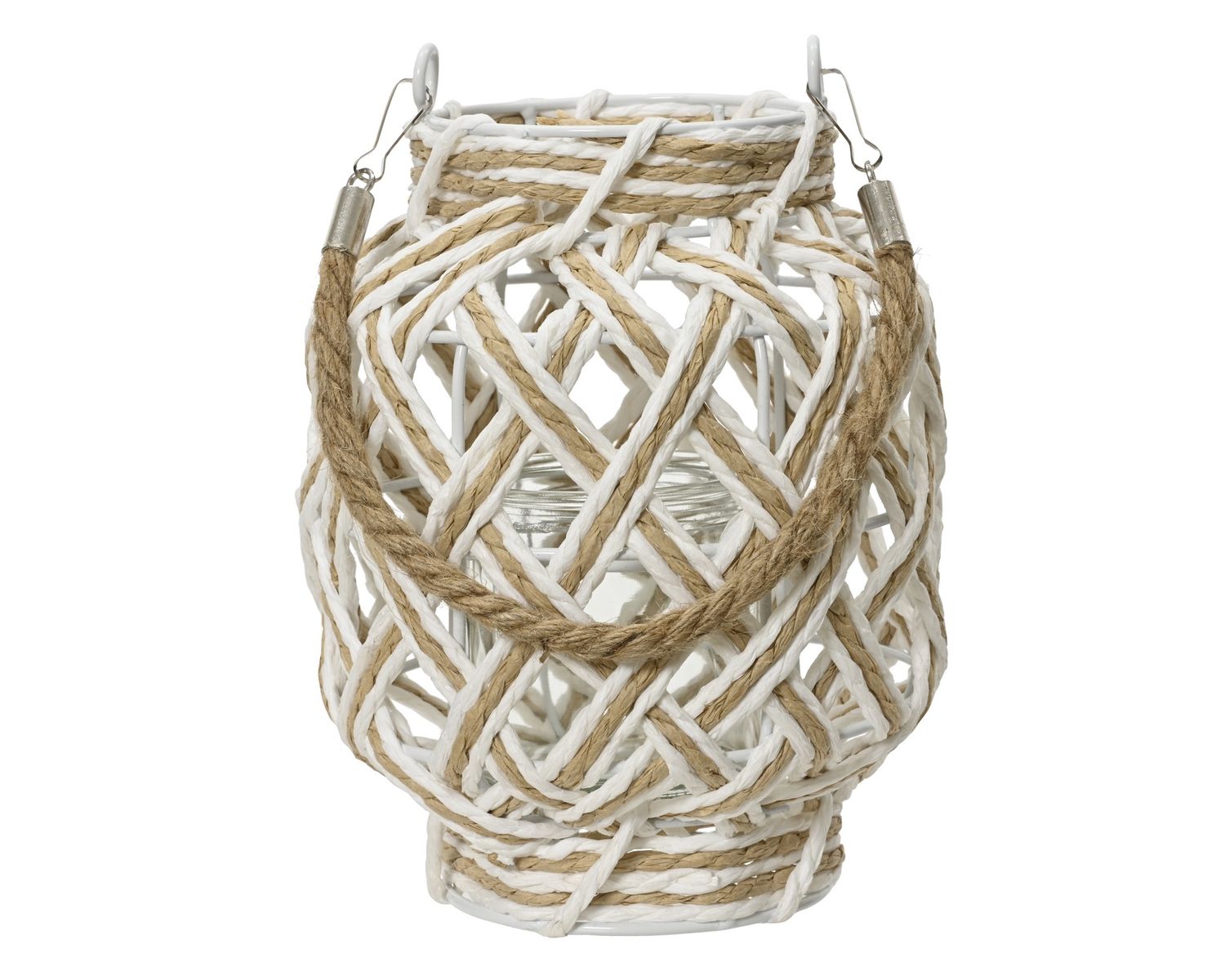 WHITE PAPERROPE LANTERN- 8"