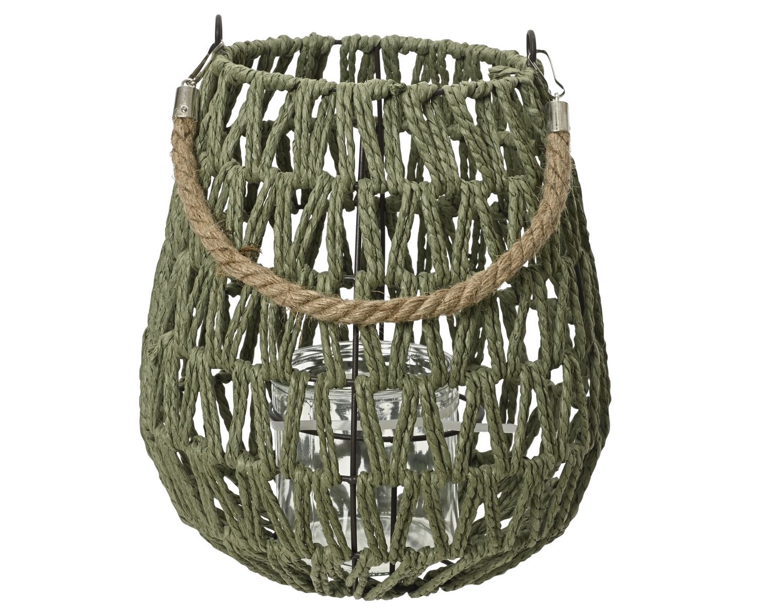 GREEN PAPERROPE LANTERN - 11"